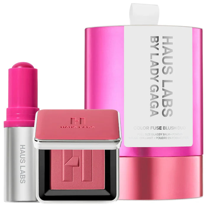 HAUS Labs Beauty : Color Fuse Glassy Blush Balm Stick + Powder Blush Set