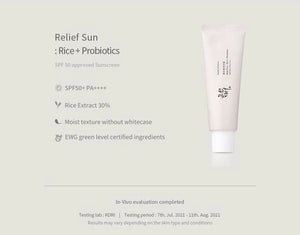 Beauty Of Joseon : Relief Sun Rice + Probiotics SPF50+ PA++++